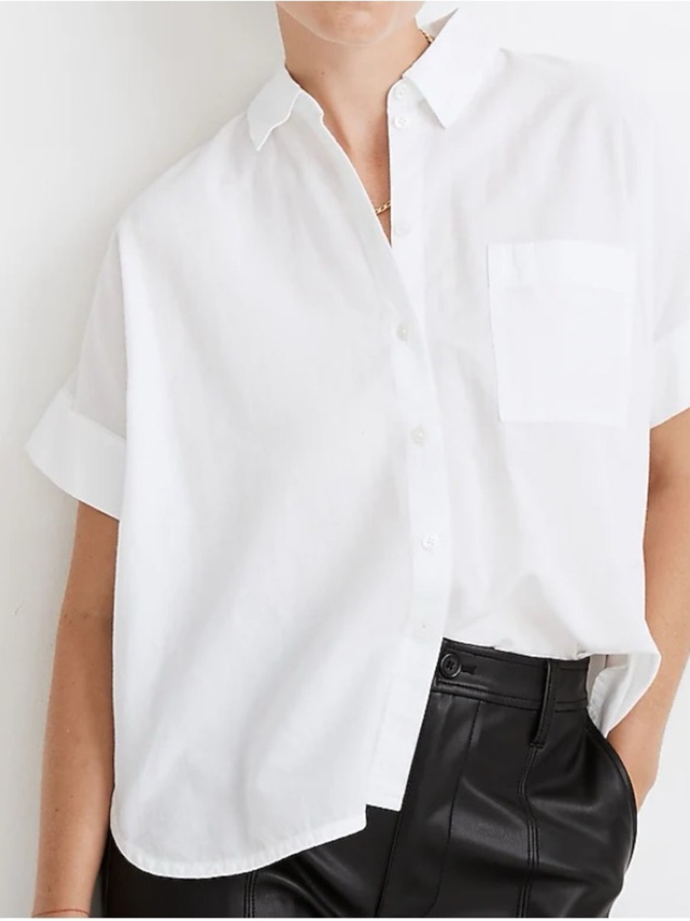Madewell White Short-Sleeve Button-Down Daily Shirt